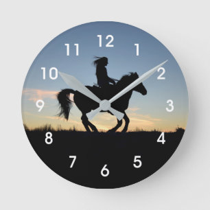 Paarden en Rider Silhouette Ronde Klok