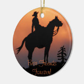 Paarden en Rider Sunset Silhouette Keramisch Ornament (Links)