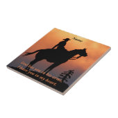 Paarden en Rider Sunset Silhouette Tegeltje (Zijkant)