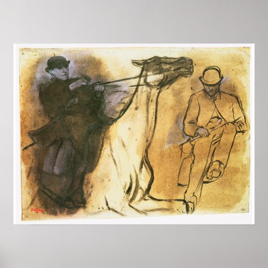 Paarden en Rider van Edgar Degas,  studie Kunst Poster (Voorkant)