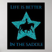 Paarden en rijder poster in zwart-wit. (Voorkant)