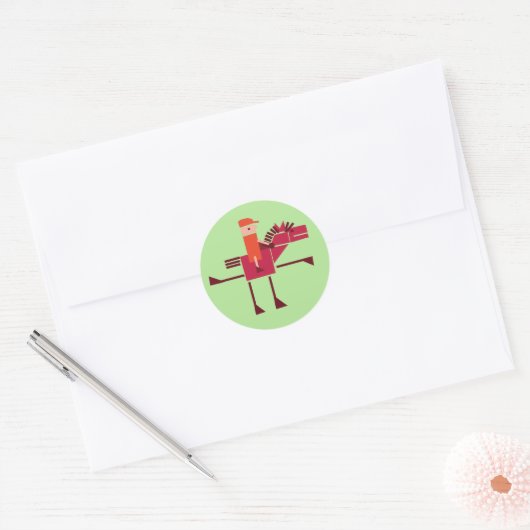 Paarden en rijders ronde sticker (Envelop)