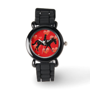 Paarden en rode harten horloge