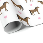 Paarden en Roze Harten Cadeaupapier (Rol Hoek)