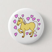 Paarden en roze harten ronde button 5,7 cm (Voorkant)