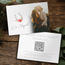Paarden en rozen aankondiging huwelijksfoto's QR