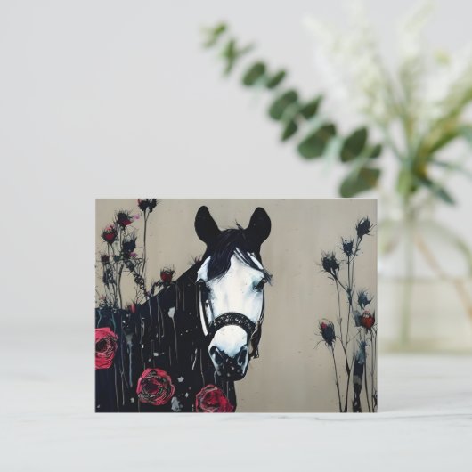 Paarden en Rozen Briefkaart (Staand voorkant)