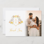 Paarden en rozen monogram bruiloft Foto's QR Code Bedankkaart (Voorkant)