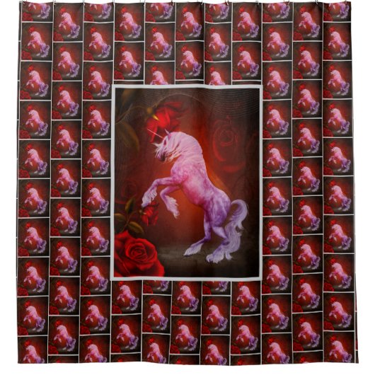 Paarden en Rozen van keizerhoorn Douchegordijn (Voorkant)