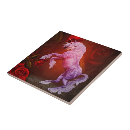 Paarden en Rozen van keizerhoorn Tegeltje (Zijkant)