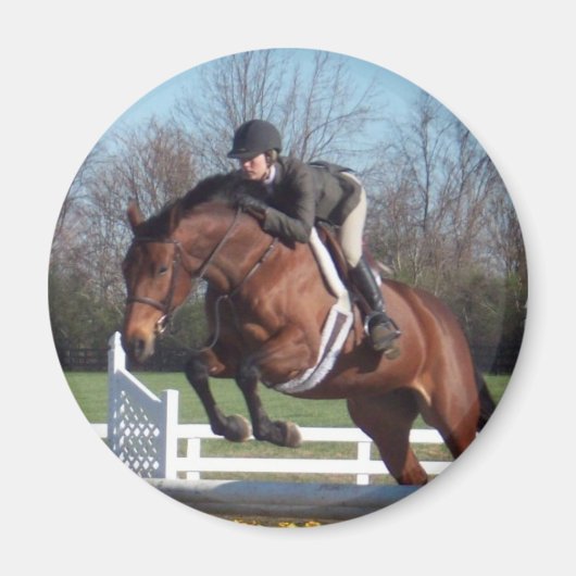 Paarden en Show Springen Ronde Magneet (Voorkant)