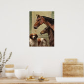 Paarden en Sint-Bernard  kunst Poster (Keuken)
