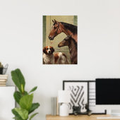 Paarden en Sint-Bernard  kunst Poster (Thuiskantoor)