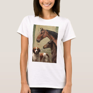 Paarden en Sint-Bernard  kunst T-shirt