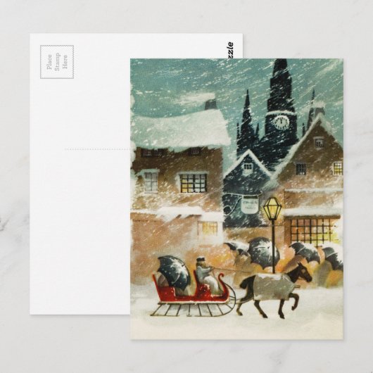  paarden en slee briefkaart (Voorkant / Achterkant)