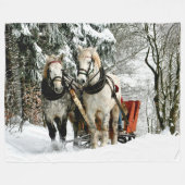 PAARDEN EN SLEE IN DE SNEEUW FLEECE DEKEN (Voorkant (Horizontaal))