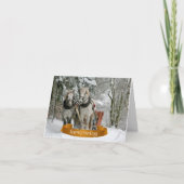 Paarden en Sleigh Snowy Christmas Feestdagen Kaart (Voorkant)