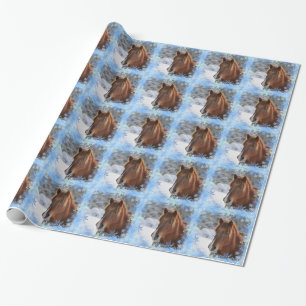 Paarden en sneeuwvlokken cadeaupapier