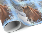 Paarden en sneeuwvlokken cadeaupapier (Rol Hoek)