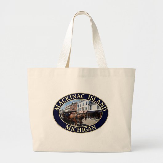 Paarden en vervoer op het binnenste eiland Mackina Grote Tote Bag (Voorkant)