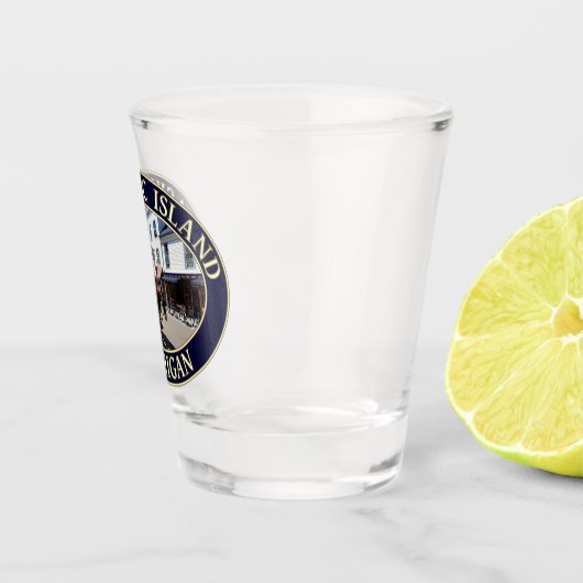 Paarden en vervoer op het binnenste eiland Mackina Shot Glas (Rechts)