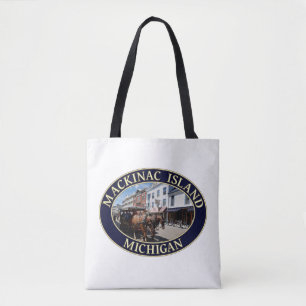 Paarden en vervoer op het binnenste eiland Mackina Tote Bag