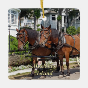 Paarden en vervoer op Mackinac Island, Michigan Keramisch Ornament