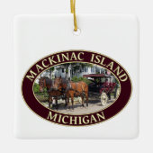 Paarden en vervoer op Mackinac Island, Michigan Keramisch Ornament (Voorkant)