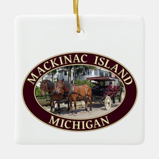 Paarden en vervoer op Mackinac Island, Michigan Keramisch Ornament (Voorkant)