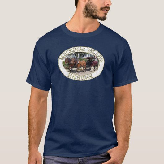 Paarden en vervoer op Mackinac Island, Michigan T-shirt (Voorkant)