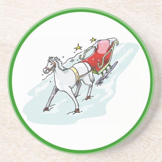 Paarden en vervoer - zandsteen onderzetter (Voorkant)