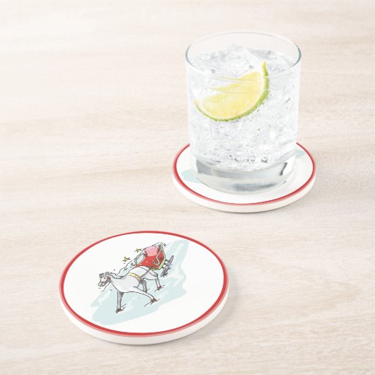 Paarden en vervoer - zandsteen onderzetter (Zijkant)