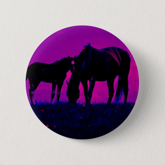 Paarden en vissen ronde button 5,7 cm (Voorkant)