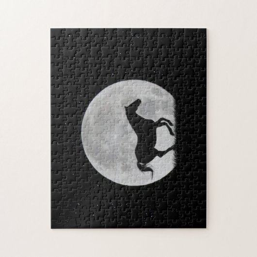 Paarden en volle maan uitdagend legpuzzel (Verticaal)