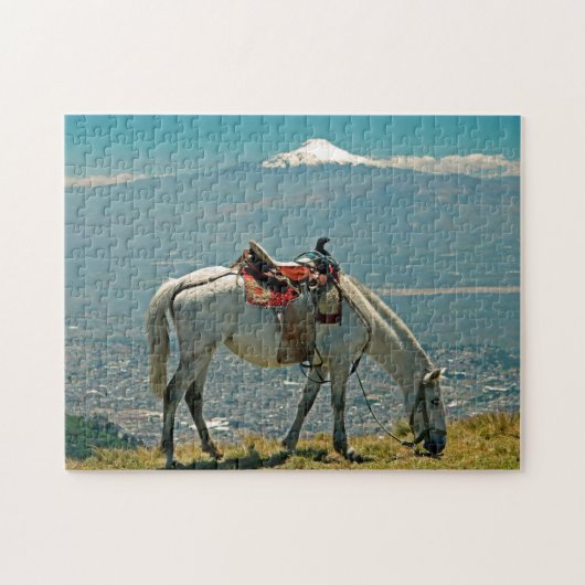 Paarden en vulkaan, Quito, Ecuador Legpuzzel (Horizontaal)
