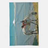 Paarden en vulkaan, Quito, Ecuador Theedoek (Verticaal)