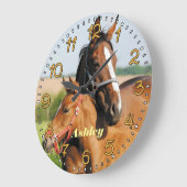 Paarden en  wandklok voor dieren (Hoek)