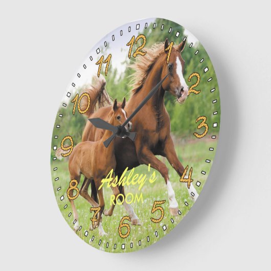 Paarden en  wandklok voor dieren (Hoek)