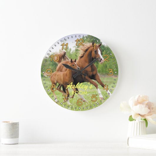 Paarden en  wandklok voor dieren (Huis)