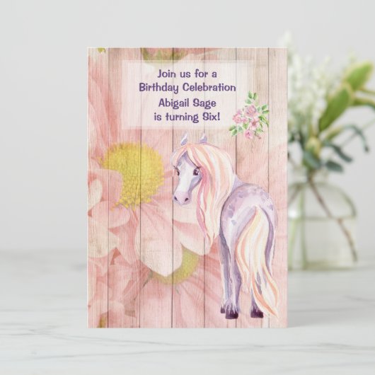 paarden en zeeduivel op Barn Wood Birthday Kaart (Staand voorkant)