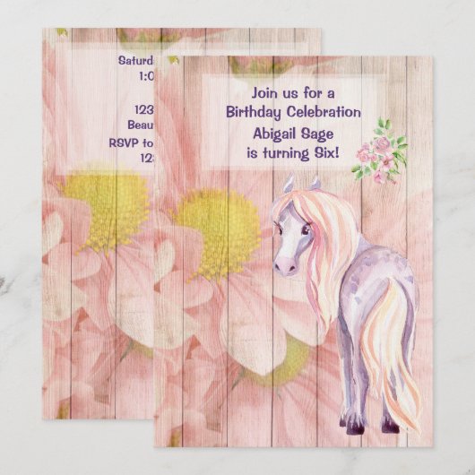  paarden en zeeduivel op Barn Wood Birthday Kaart (Voorkant / Achterkant)
