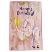  paarden en zeeduivel op Barn Wood Birthday Medium Cadeauzakje (Voorkant)