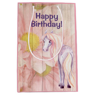  paarden en zeeduivel op Barn Wood Birthday Medium Cadeauzakje