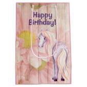  paarden en zeeduivel op Barn Wood Birthday Medium Cadeauzakje (Achterkant)