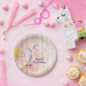 paarden en zeeduivel op Barn Wood Birthday Papieren Bordje (Feest)