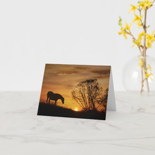 Paarden en zonsondergang diepste sympathie kaart (Gele Bloem)