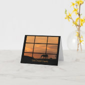 Paarden en zonsondergang door het raam kaart (Gele Bloem)