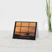 Paarden en zonsondergang door het raam kaart (Voorkant)