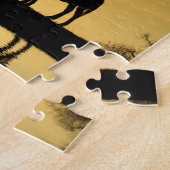 Paarden en zonsopgang met een mooie boom legpuzzel (Zijkant)