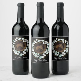 Paarden, Floral Mane, Laurel Beverage Label Wijn Etiket